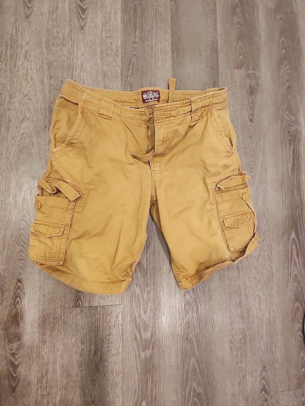 Matchstick Men's Mustard Brown Cotton Utility Cargo Shorts Size 38